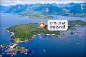 West Coast Expeditoins' location on aerial photo of Spring Island 