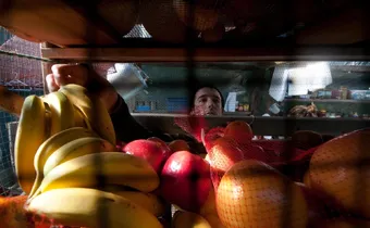 Chef James McKerricher reaching for produce