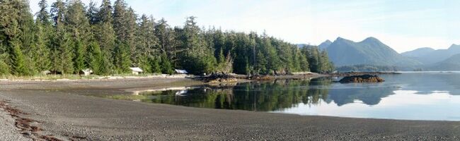 Wilderness Retreat Base Camp on Spring Island, West Coast Vancouver Island Panorama at Kyuquot